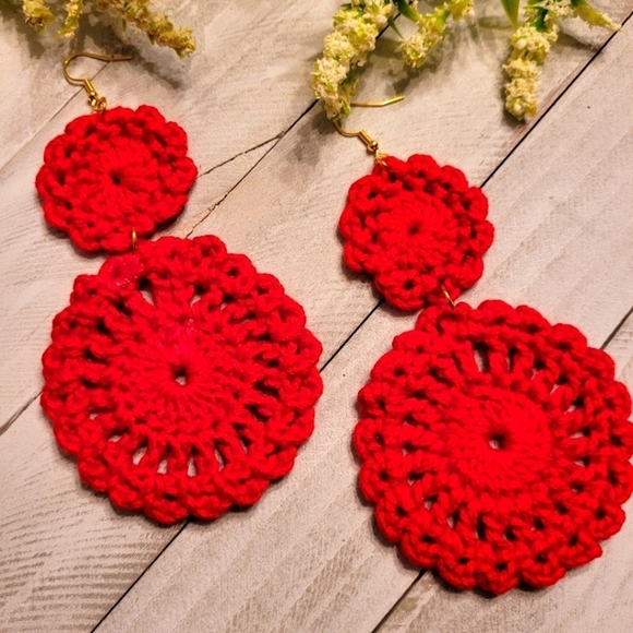 Crochet Earrings, Handmade Jewelry - Picture 1 of 1